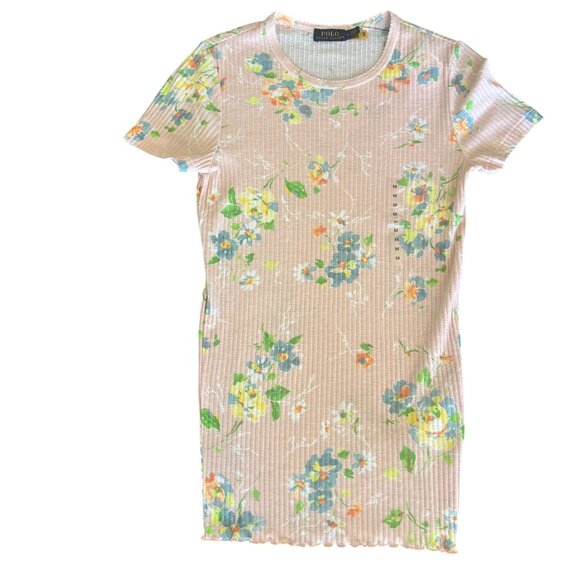 Ralph Lauren ‘Floral Bouquet’ Ribbed Short-Sleeve Lettuce Trimmed Light Weight t - Picture 13 of 13